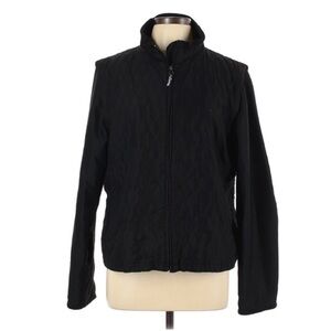 Curves women’s gym quilted black casual active zip up jacket Large